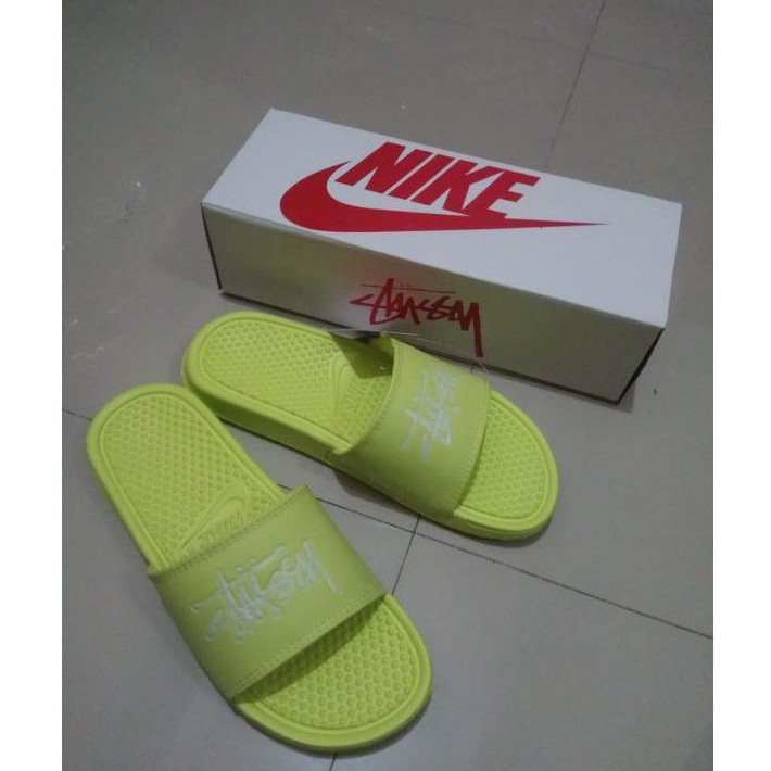 nike neon green slides