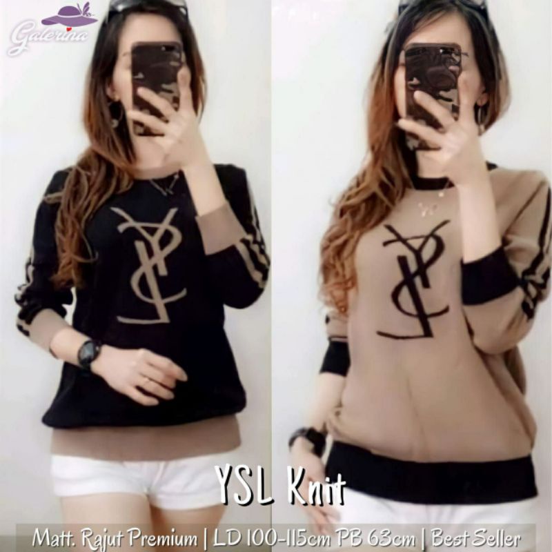 Pakaian atasan wanita rajut / kaos rajut lengan panjang / rajut knit import / pakaian wanita / YSL K
