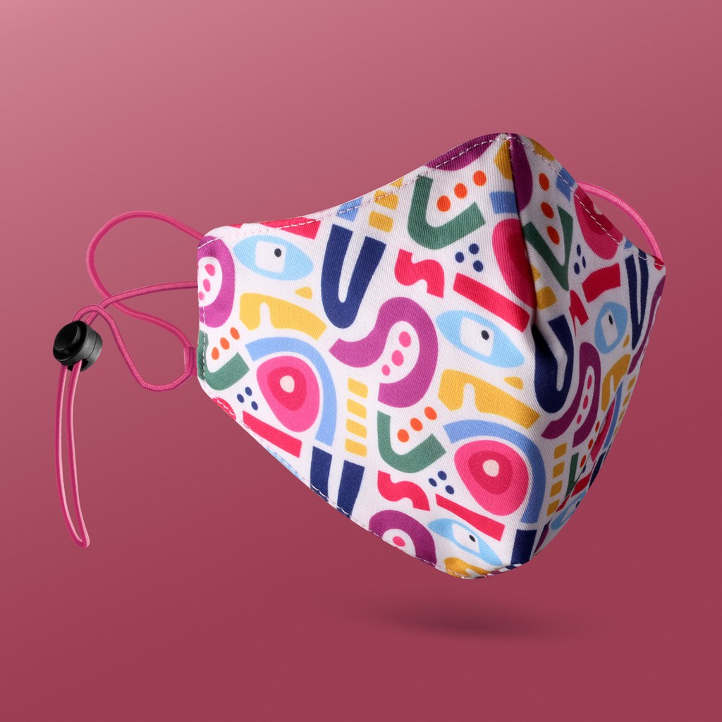 MASKER KAIN DEWASA 3 LAPIS (WATER REPELLENT - ANTI-BACTERIAL) ORGANIC PINK PURPLE