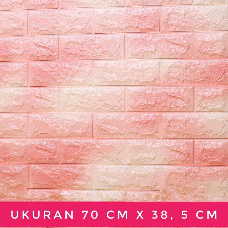 Wallpaper Tembok Dinding 3D Model Batu Bata Putih/Walpaper Tembok Dinding Untuk Mempercantik Ruangan-Marbel Pink Bata