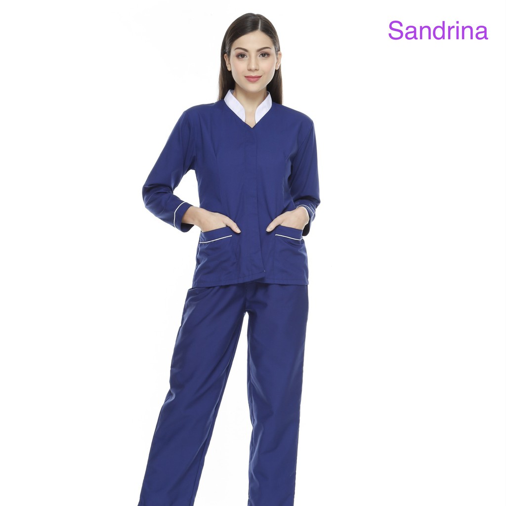 [SANDRINA] Baju seragam suster ( Lengan panjang )/ Seragam nanny/ Seragam klinik premium