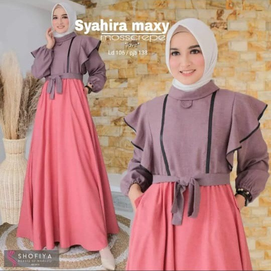 SYAHIRA MAXI Bahan Moscrepe Pakaina Wanita Gamis Panjang Terusan Gamis Wanita Dress Muslim Terbaru