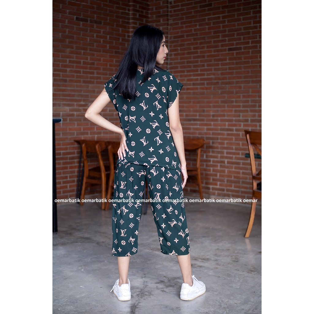 Baju Tidur Piyama Wanita/Cewek Pajamas Dewasa Motif Branded Kekinian bahan Rayon