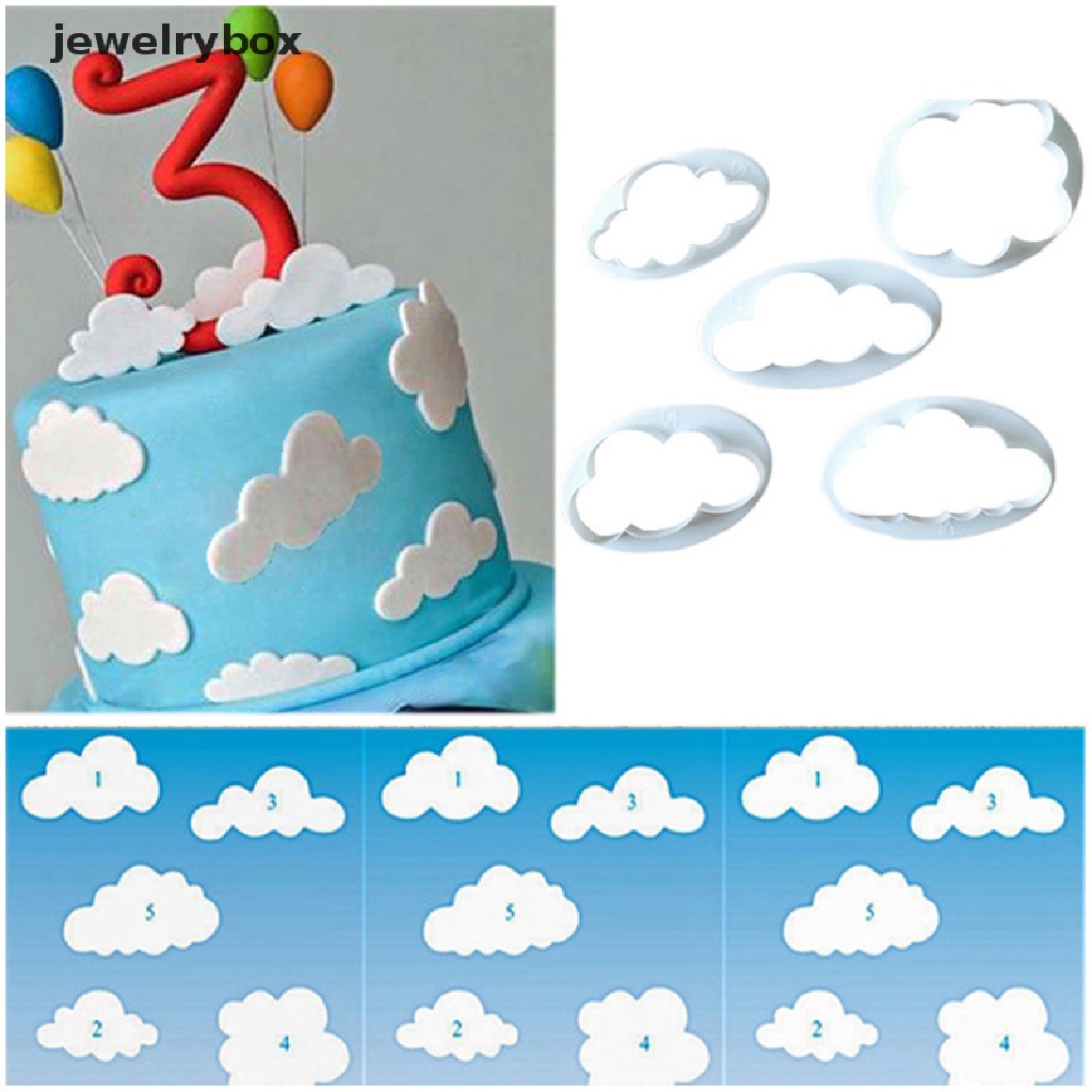 5 Pcs / Set Cetakan Kue / Biskuit / Fondant Bentuk Awan 3D