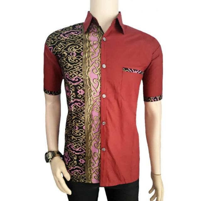 Risna Batik HRB026 kenongo kemeja hem pendek padi pekalongan M L XL MURAH KEREN bati pria wajik biru