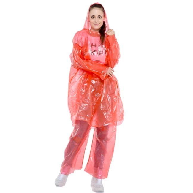 Jas Hujan Baju Celana Setelan Disposable Rain Coat All Size Plastik PE