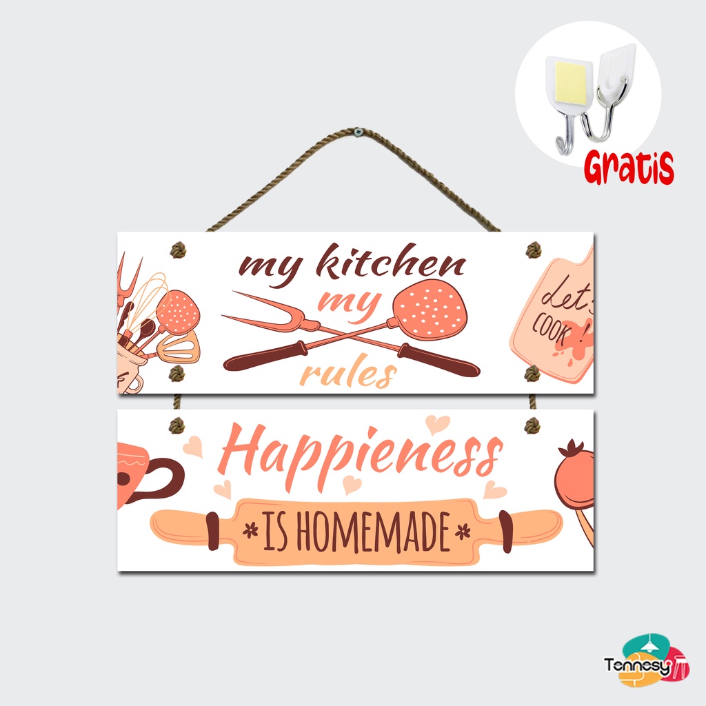 TENNESY HIASAN DINDING PAJANGAN KITCHEN MY KITCHEN MY RULE 2 SUSUN 30x10XCM DEKORASI DINDING LAUNDRY DAPUR DEKORASI DINDING RUMAH