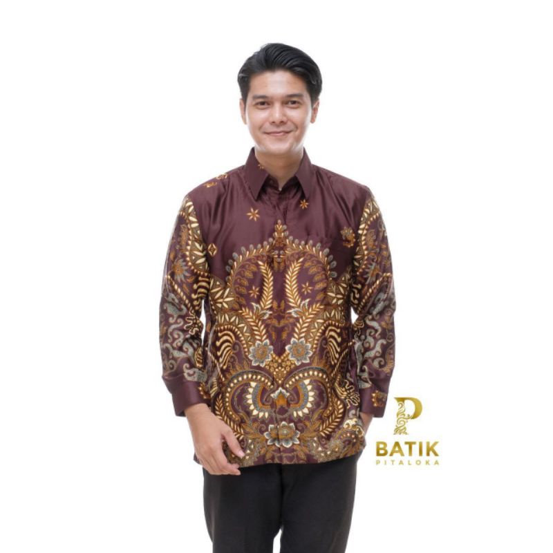 KEMEJA BATIK SEMI SUTRA SILKY BERFURING KANTONG PASPOL DAN BAWAH KANAN KIRI BUSA D PUNDAK PEKALONGAN