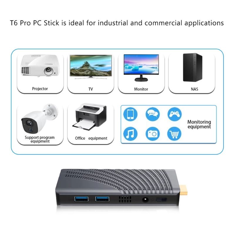 Mini PC Stick T6 Pro 6/128GB Intel Quadcore Gemini Lake J4125 4K WiFi LAN Windows 10