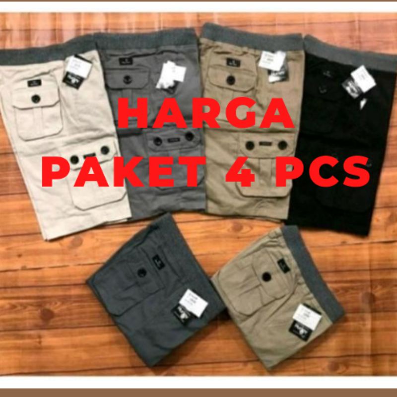 CELANA CARGO/KOMPOL PENDEK PRIA SIZE 27 SAMPAI 36 PREMIUM DAPAT 4PCS