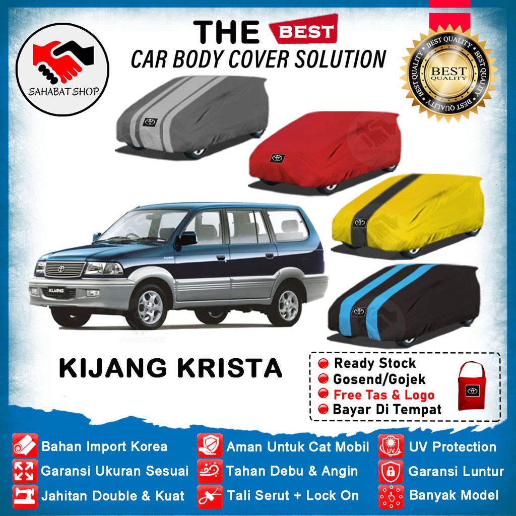 Sahabat Body Cover Mobil Kijang Krista / Penutup Sarung Mobil Kijang Krista Outdoor 2002 2003 2004 / Tutup Mantrel Selimut Mantol Jas Kerudung Kerodong Terpal Kelambu Bungkus Pelindung Toyota Kijang Anti Air Waterproof Model Biru