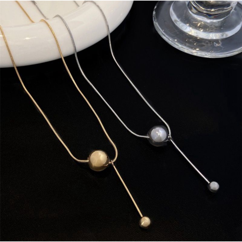 Kalung Titanium Wanita Liontin Bola bulat Juntai//Kalung Titanium Wanita Asli Korea Acesories fashio