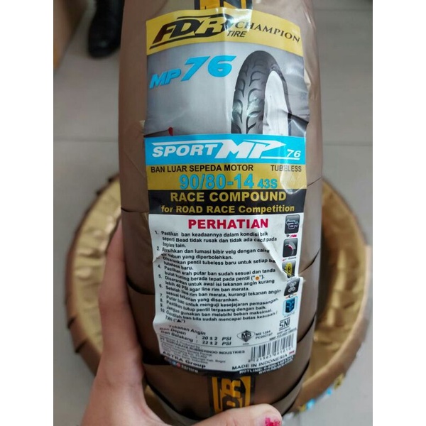 BAN LUAR FDR SPORT MP 76 TUBELESS UKURAN 90/80-14