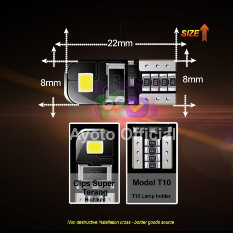 Lampu Sein T10 Ayoto Canbus 2W Lampu Sen Senja Malam Ayoto Motor 2pcs Lebih Terang Dan Premium