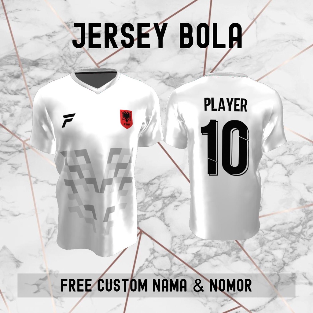 Jersey Albania Timnas Negara Bola Baju Kaos Custom Nama dan Nomor Punggung - 278