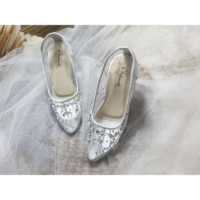 sepatu merisa wanita silver cantik sepatu wedding 7cm