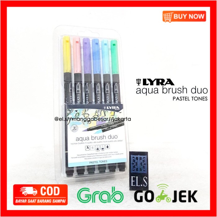 

(BISA COD) Lyra Aqua Brush Duo Pastel Tone Set 6 ( Brush Pen )