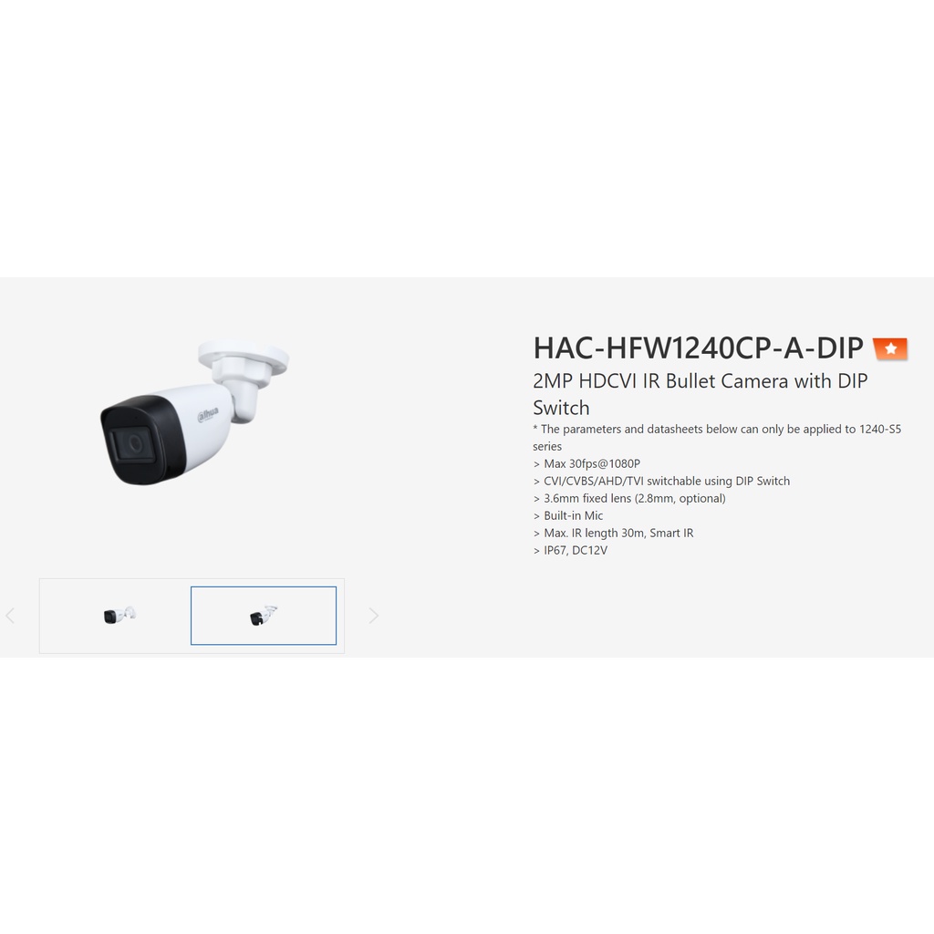 Kamera CCTV Outdoor AUDIO DAHUA 2MP HAC-HFW1240CP-A-DIP 1080p+Free 2BNC Drat