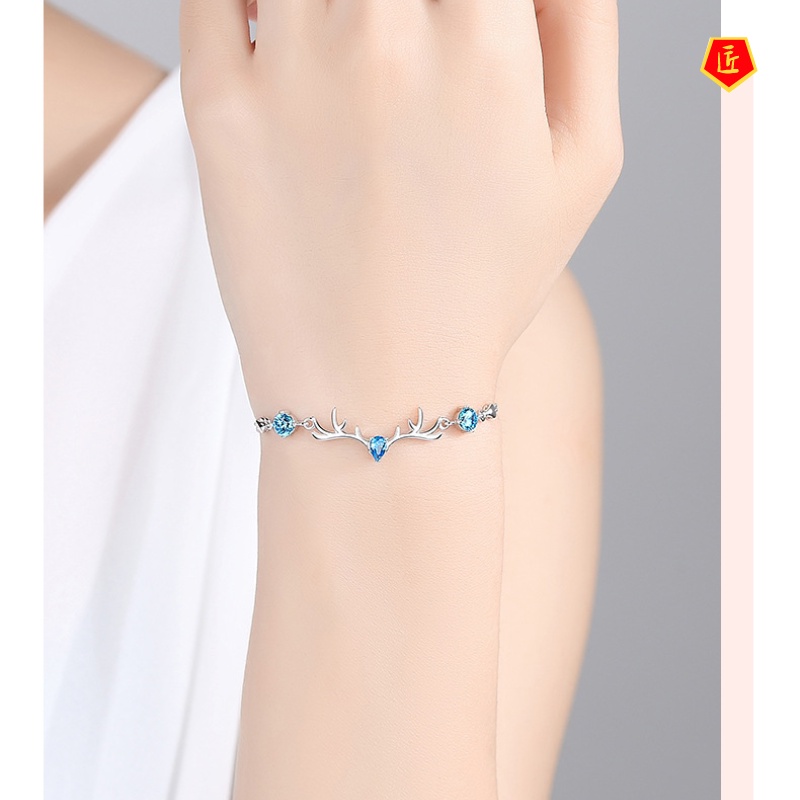 [Ready Stock]925 Silver Simple Elk Bracelet