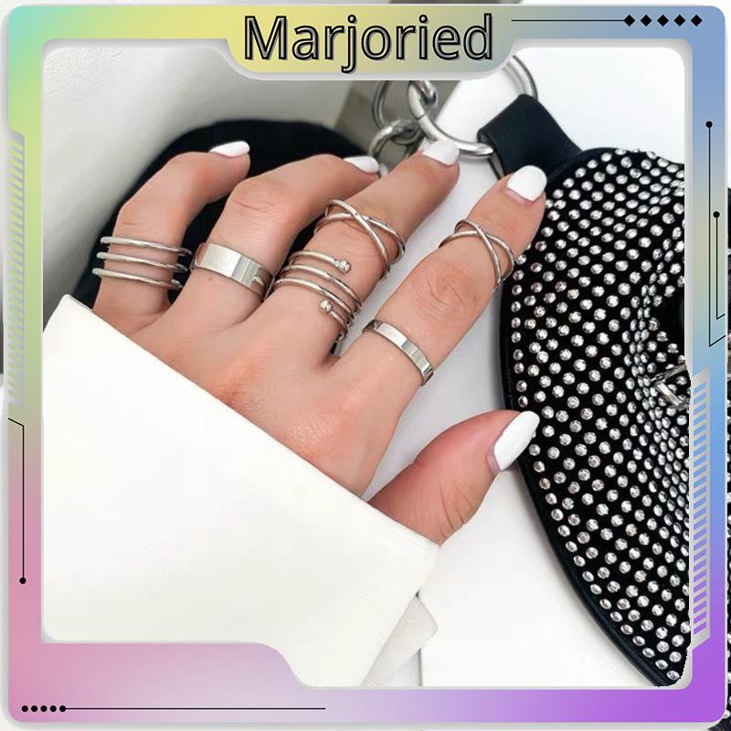 6 Pcs/set In Korea Cincin Gaya Punk Geometris Cincin Indah Pesta Pernikahan Wanita Fashion Perhiasan-MJD