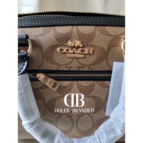 COACH ROWAN SATCHEL IN SIGNATURE CANVAS LIGHT BROWN