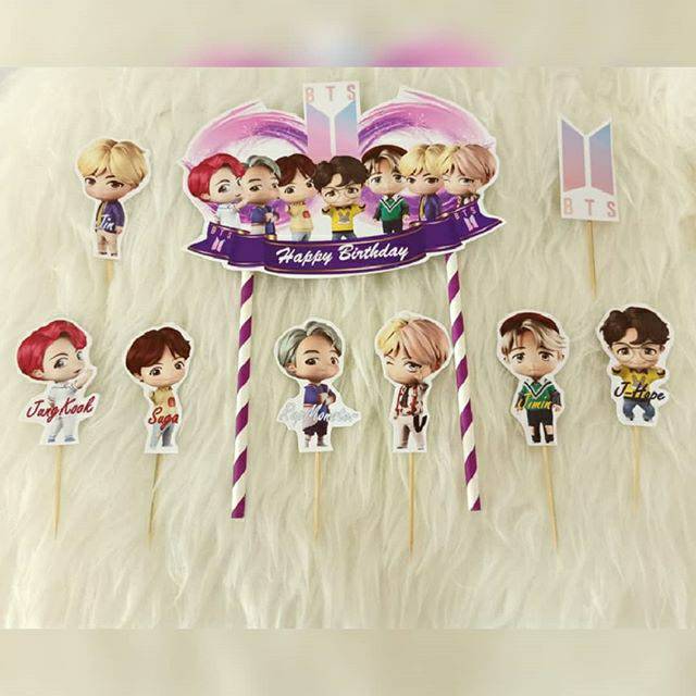 Topper BTS Kartun Topper ulang tahun topper puding topper tart hiasan ultah hiasan kue
