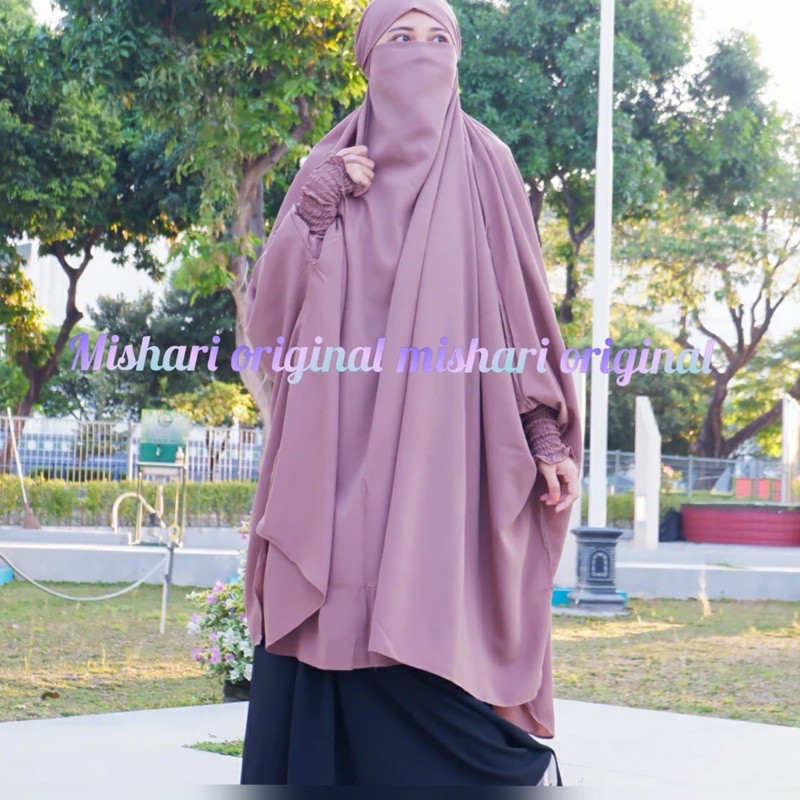 French Khimar  tangan kerut/french khimar jumbo/hijab hijrah/kerudung syari/hijab jumbo