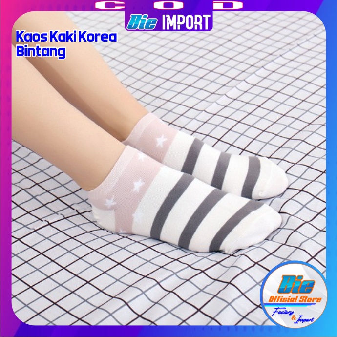 Kaos Kaki Korea Wanita Motif Bintang Impor Best Seller