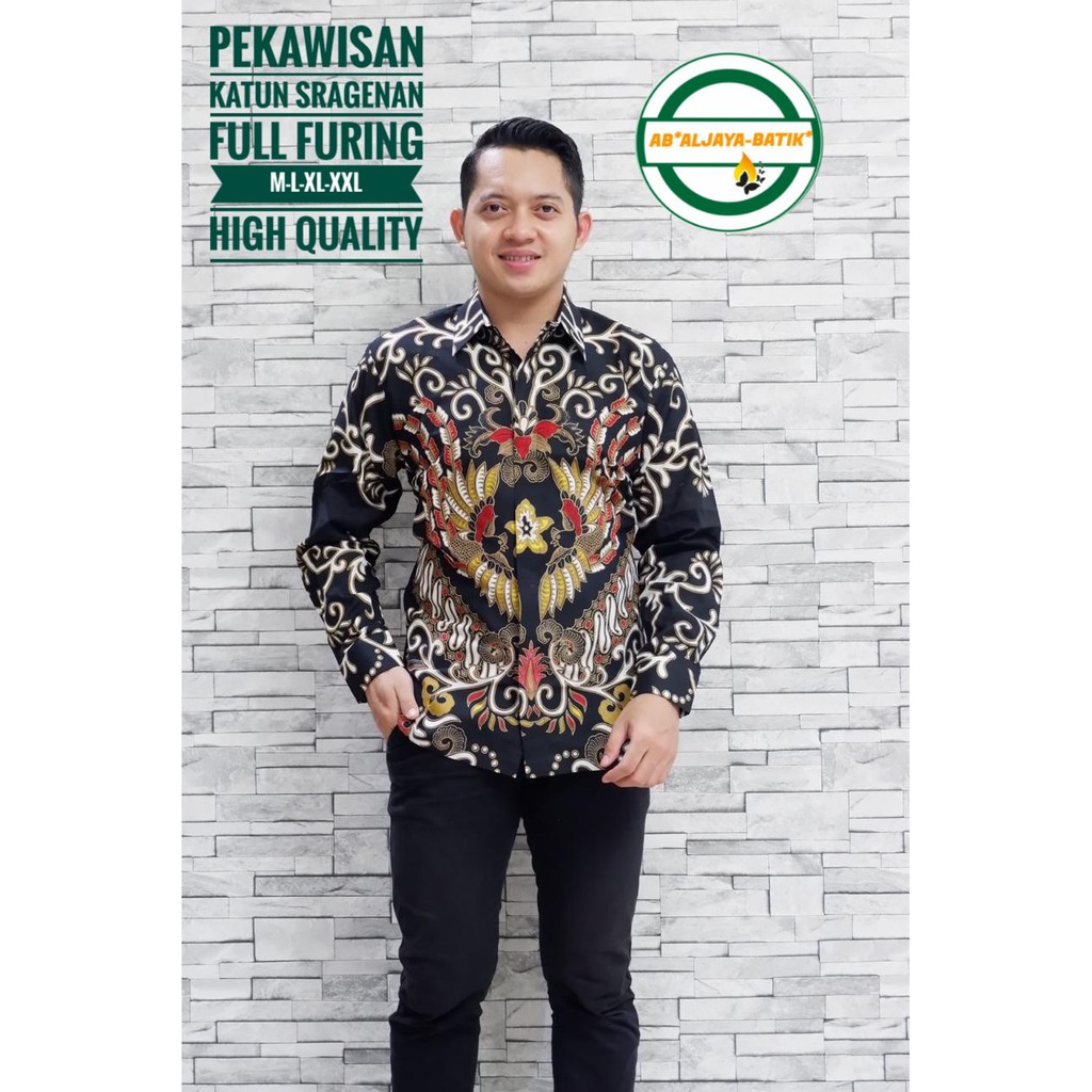 PEKAWISAN Kemeja Batik Pria Full Furing Katun Sragenan