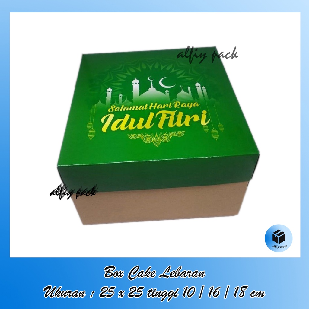 

1pack isi 5pcs BOX CAKE LAPGIT LEBARAN GREEN UKURAN 25x25 CM TINGGI 10 / 16 / 18 CM DUS PACKAGING HAMPERS / PARCEL IDUL FITRI / RAMADHAN KAREEM UK 25x25x10 CM