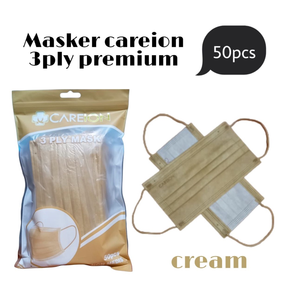 MASKER 3PLY EARLOOP PREMIUM CAREION ISI 50 PCS MASKER WAJAH 3 PLY MASK