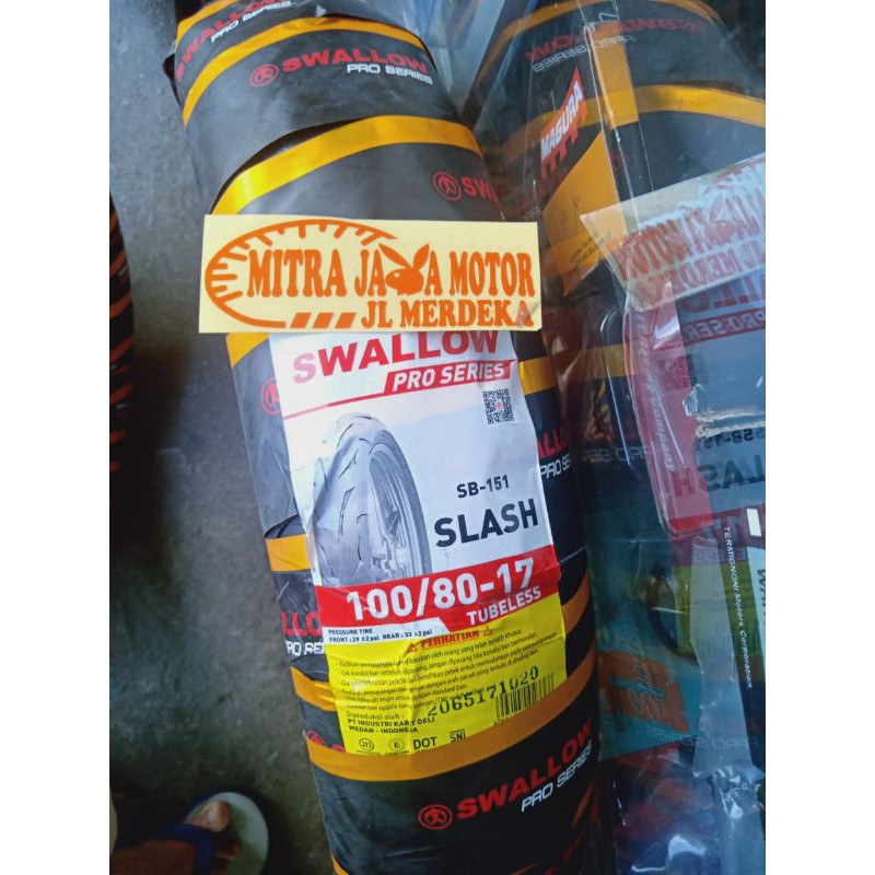 ban swallow SB 151 Slash ukuran 100/80-17 soft coumpon ring 17 swallow tubles ban road race