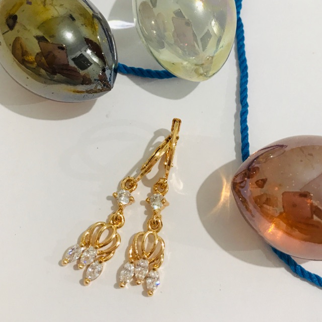 Crown Petal Earrings, Lapis Emas, Anting, Giwang, Ecer/Grosir