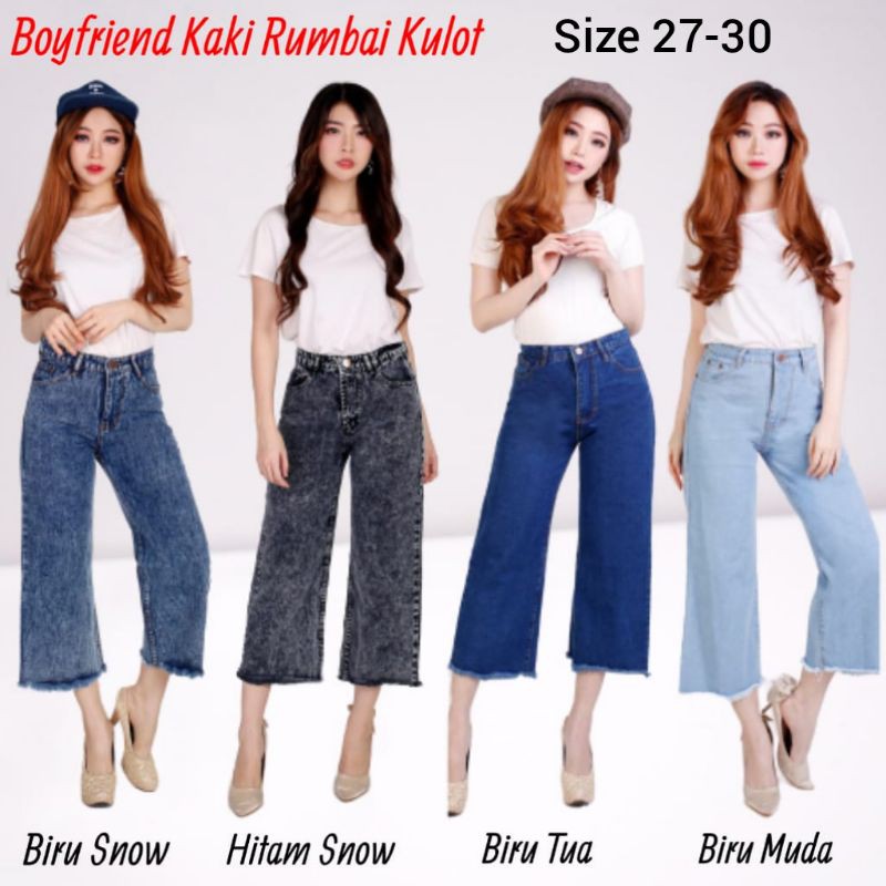 Bisa COD - Celana Jeans Boyfriend Kulot - Jeans Kulot Rumbai - Boyfriend Jeans
