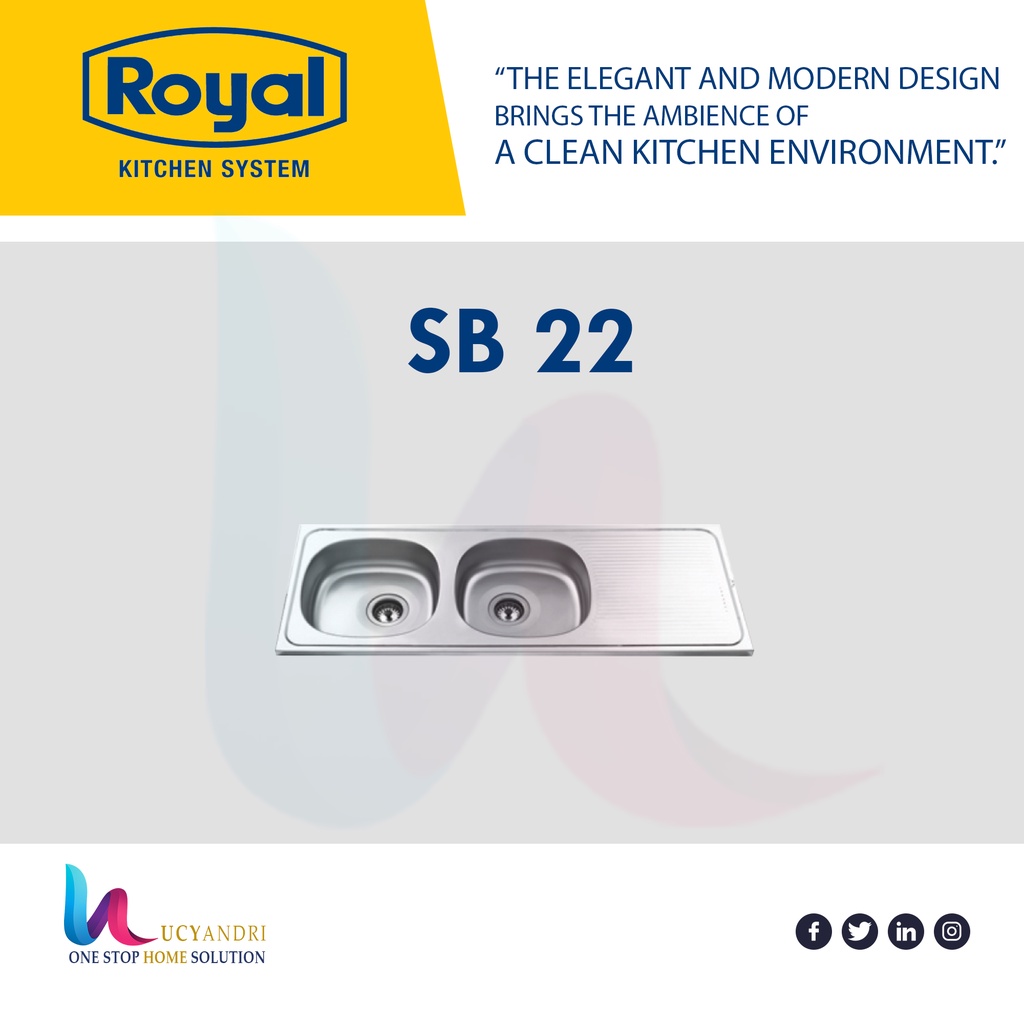 KITCHEN SINK BAK CUCI PIRING STAINLESS ROYAL ROYAL SB 22