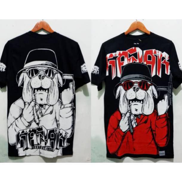 KAOS DISTRO BANDUNG ORIGINAL DISTRO MOTIF ANJING DOG HARDCORE METAL HITAM LENGAN PENDEK TERBARU HITS