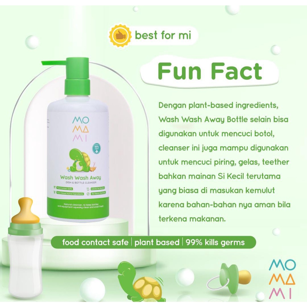 Momami Wash Wash Away Dish &amp; Bottle Cleanser 500ml Pembersih Piring dan Botol Bayi