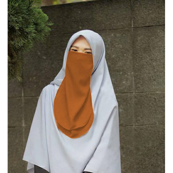 Cadar Tali 2 Layer / Niqab Ninja / Cadar Tali2Layer Wolfis / Niqab Muslim / Cadar Muslim / Niqab Tali2Layer Woolpeach