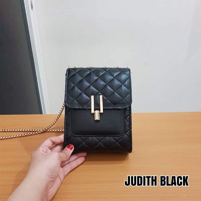 [SLING BAG JUDITH TAS CEWEK UKURAN MINI KULIT SINTETIC EMBOSS MEWAH SIMPLE TALI RANTAI GOLD TEBAL]