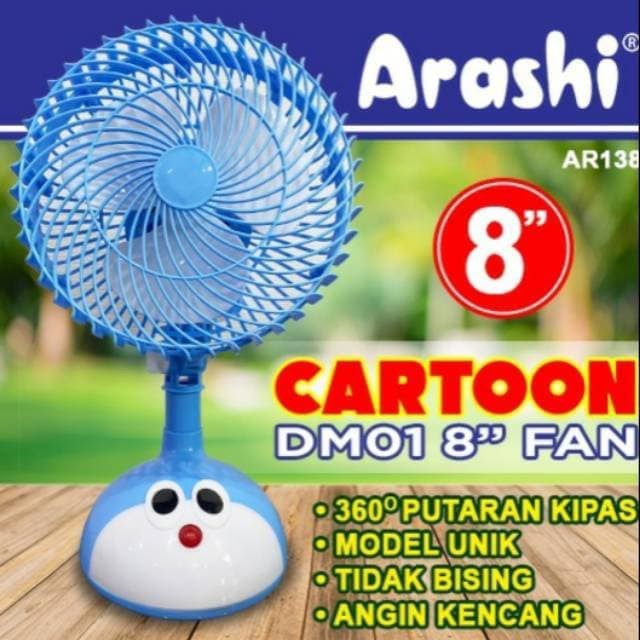 Kipas Angin Desk fan 8 inch ARASHI Cartoon - Kuning