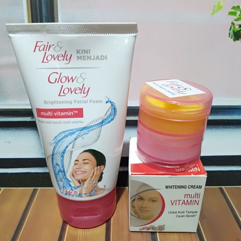 3In1 Cream Fair Lovely siang &amp; Malam + Facial Foam