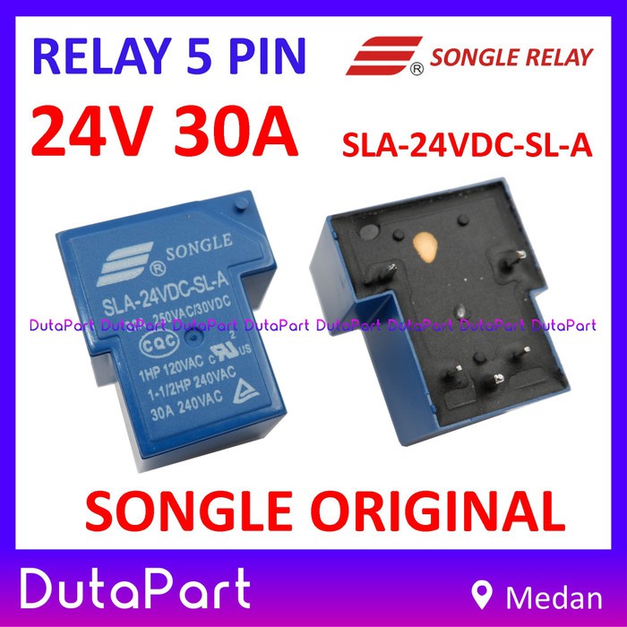 Relay 24V 30A ORIGINAL SONGLE SLA-24VDC-SL-A 5 PIN Kaki 5P