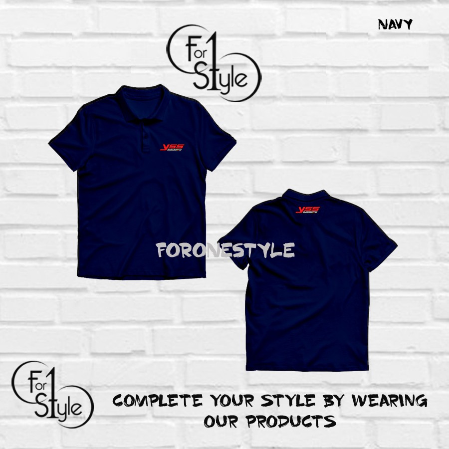 Polo Shirt Kaos Polo Racing YSS SUSPENSION Logo Kaos Otomotif