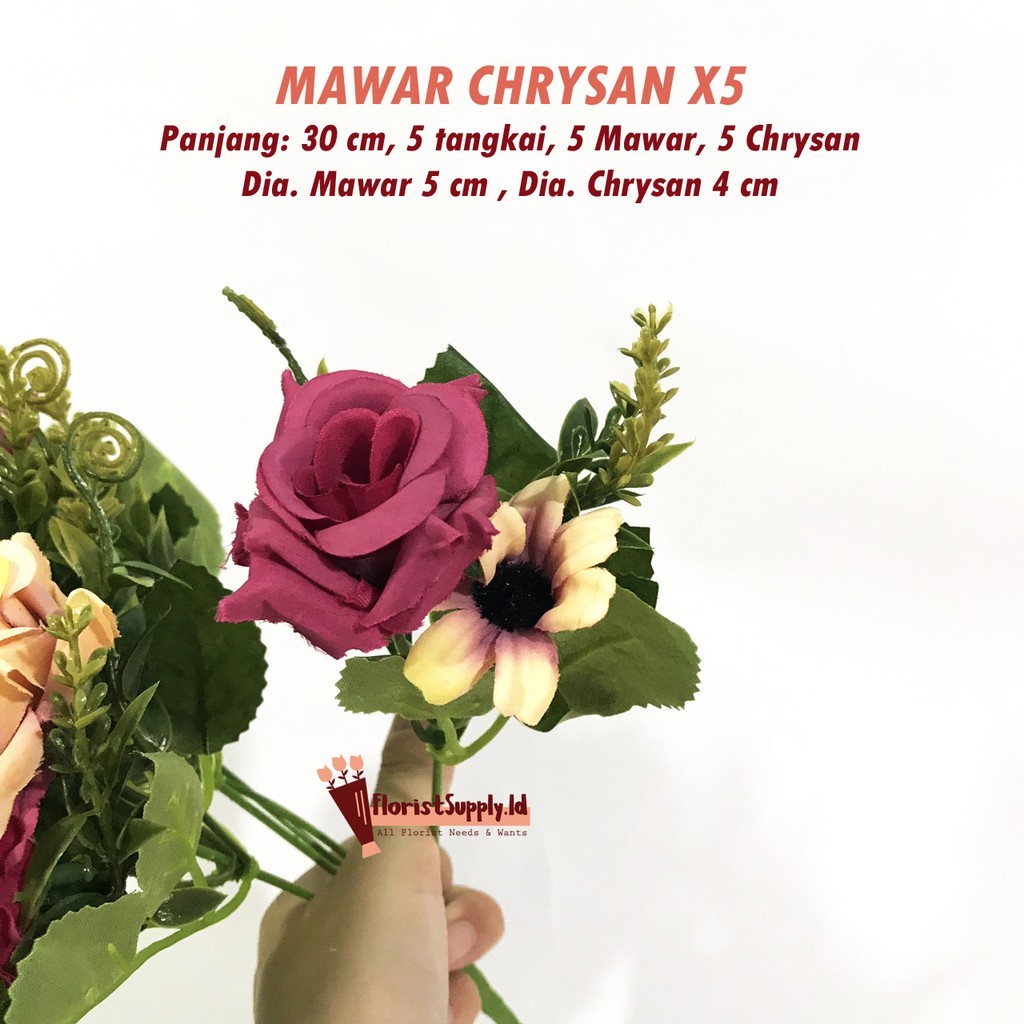 [5 Tangkai] Mawar Chrysan X5 Artificial Flower / Bunga Plastik