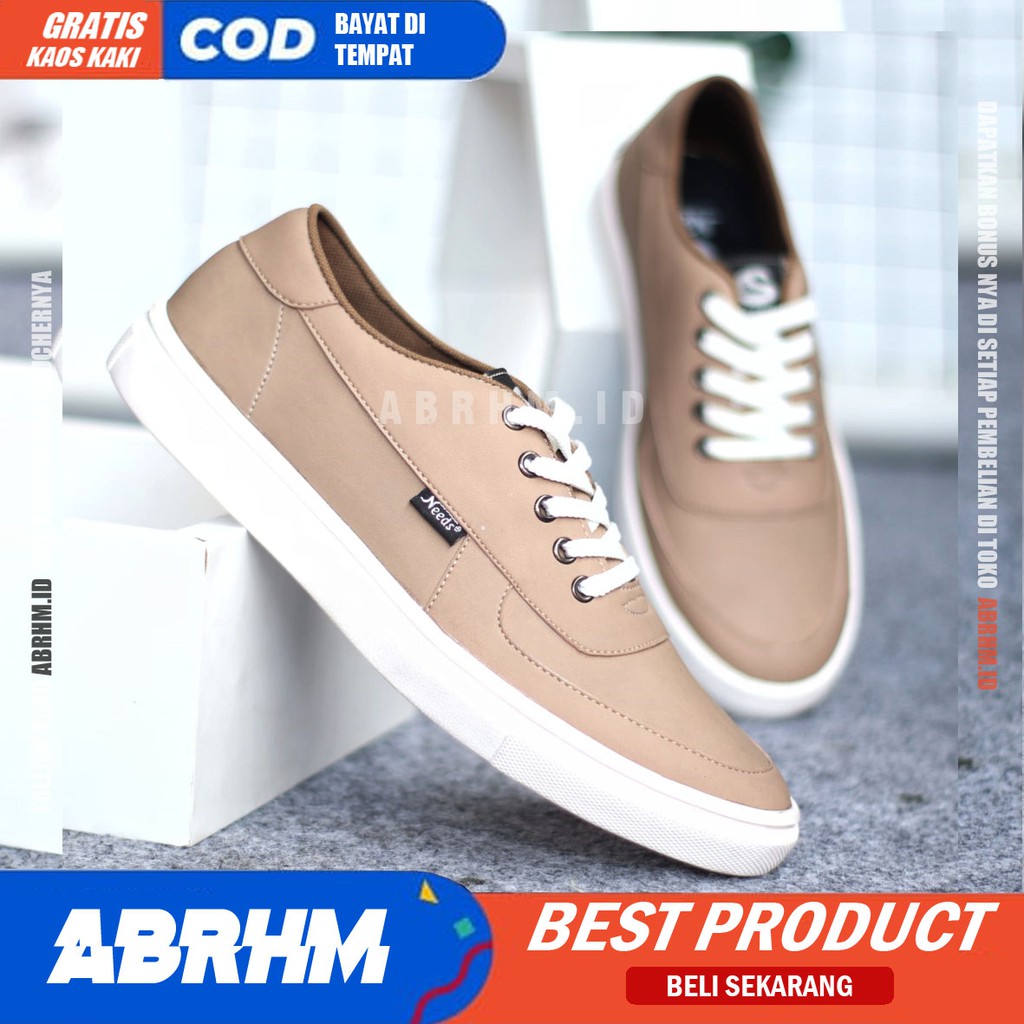 ABRHM x NED Sepatu Sneakers Casual Pria Sepatu Sneaker Cowok / Cowo Ori Sepatu Kasual Kerja Kuliah Kondangan Gaya Santai Keren Kekinian Original Murah Terlaris