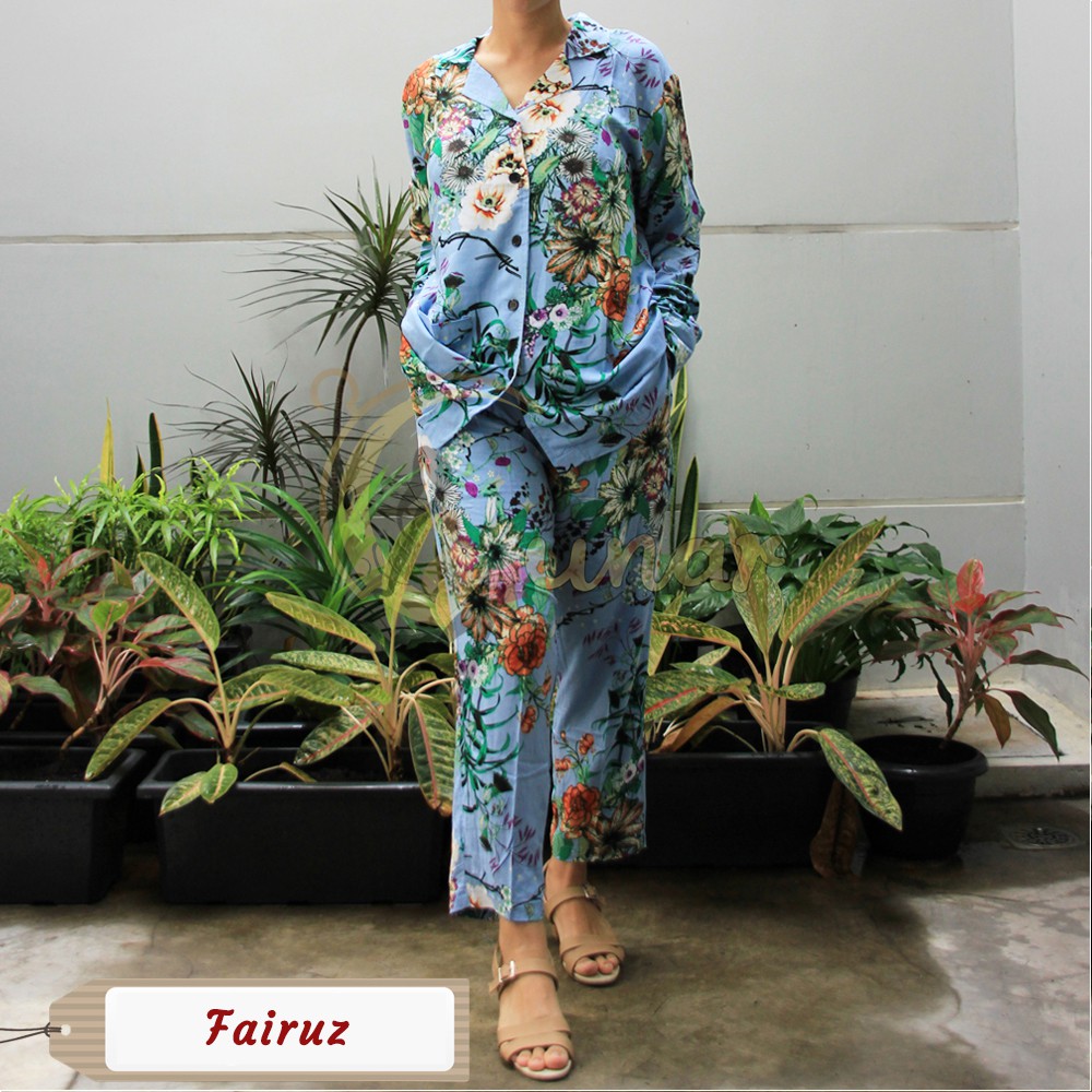 Nyenyak Pajamas Set / Piyama set Rayon All Size ( Fit to XL ) motif Tie Dye