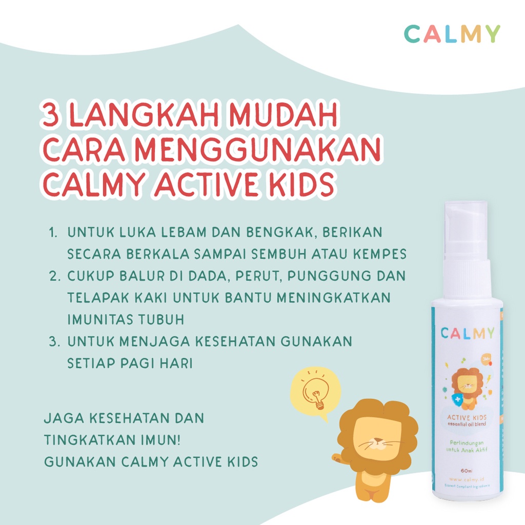 Calmy Active Kids - Minyak Balur Premium Untuk Membantu Meningkatkan Daya Tahan Tubuh Anak Immune Booster Dan Meredakan Memar Anak