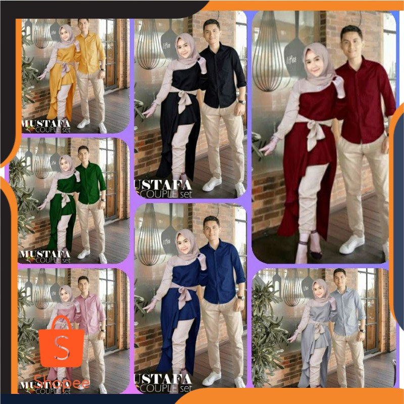Gamis Couple BELLALUNA Pasangan Remaja Modis Kekinian Modern Terbaru 2021 Couple lebaran Suami Istri