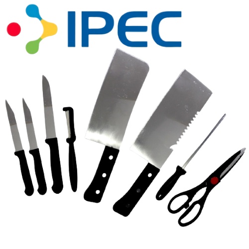 8In1 Knife Set Cleaver Slicing Chef Knife Scissors Sharpener Stick Set Memasak Pisau Dapur 1068