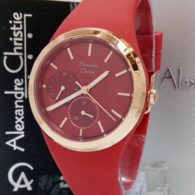Jam AC alexandre Christie 2663 Tali Karet Merah Biru Coklat Putih Abu Origina